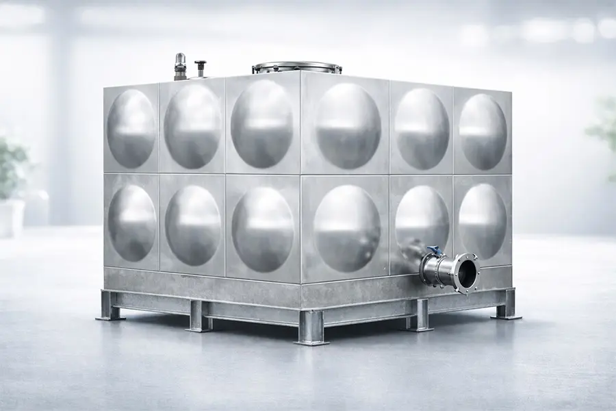 焊接式整体水箱，采用整体焊接结构，密封性好，适用于中小容量储水系统