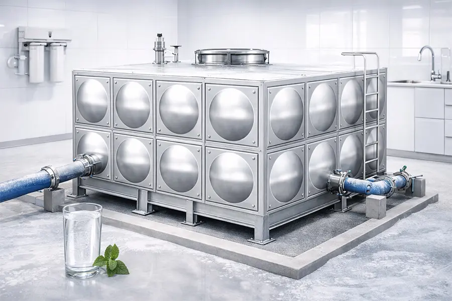 食品级不锈钢生活水箱，符合饮用水卫生要求，广泛应用于居民与公共供水系统