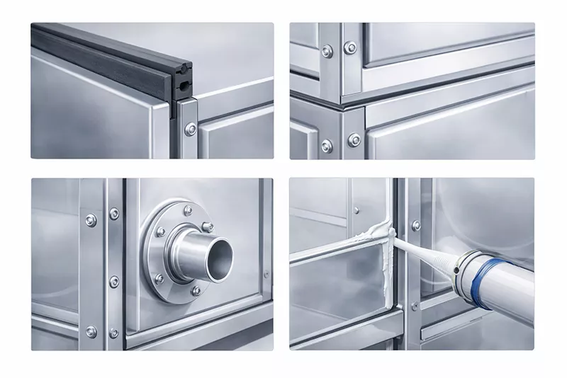 水箱排污口与快接接口细节图，适用于日常维护与快速管道连接