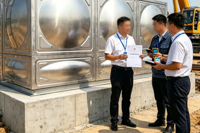 国标 304 不锈钢水箱项目完工验收实景