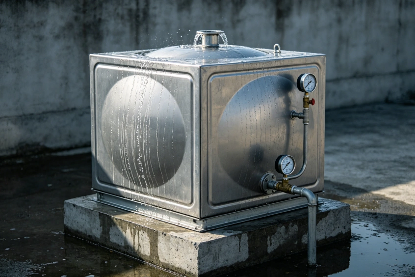 方形不锈钢水箱出厂闭水渗漏试压检测作业