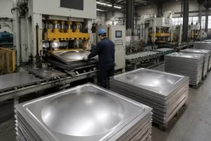 304不锈钢水箱成品板生产加工现场